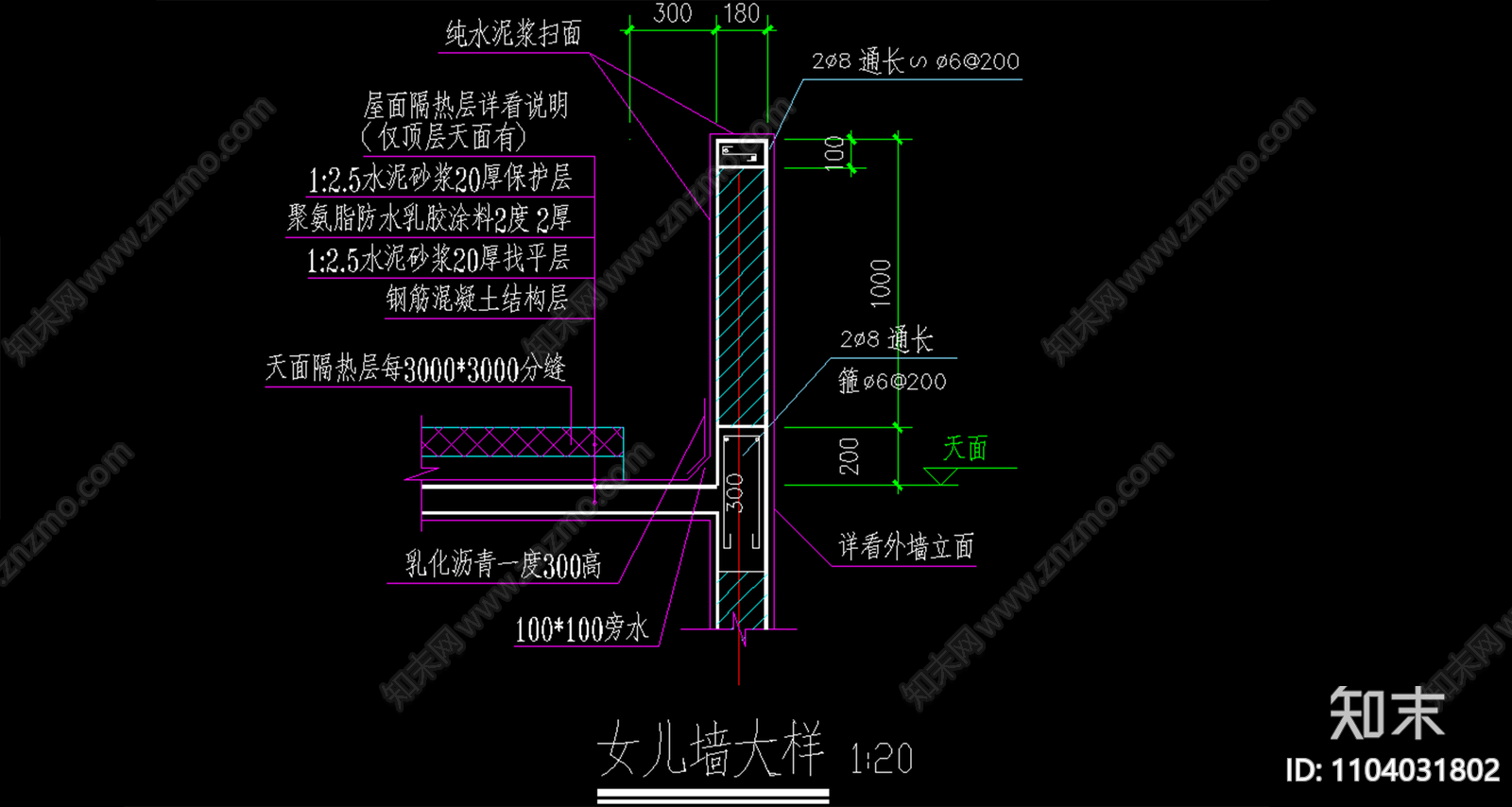 女儿墙详图施工图下载【ID:1104031802】