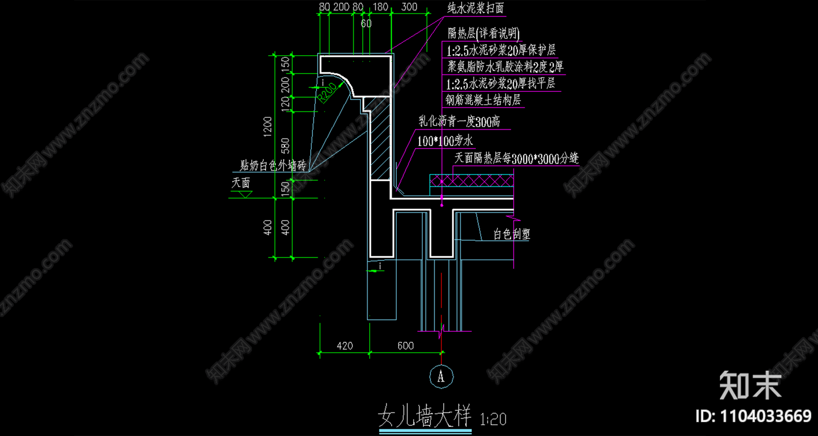 女儿墙详图施工图下载【ID:1104033669】