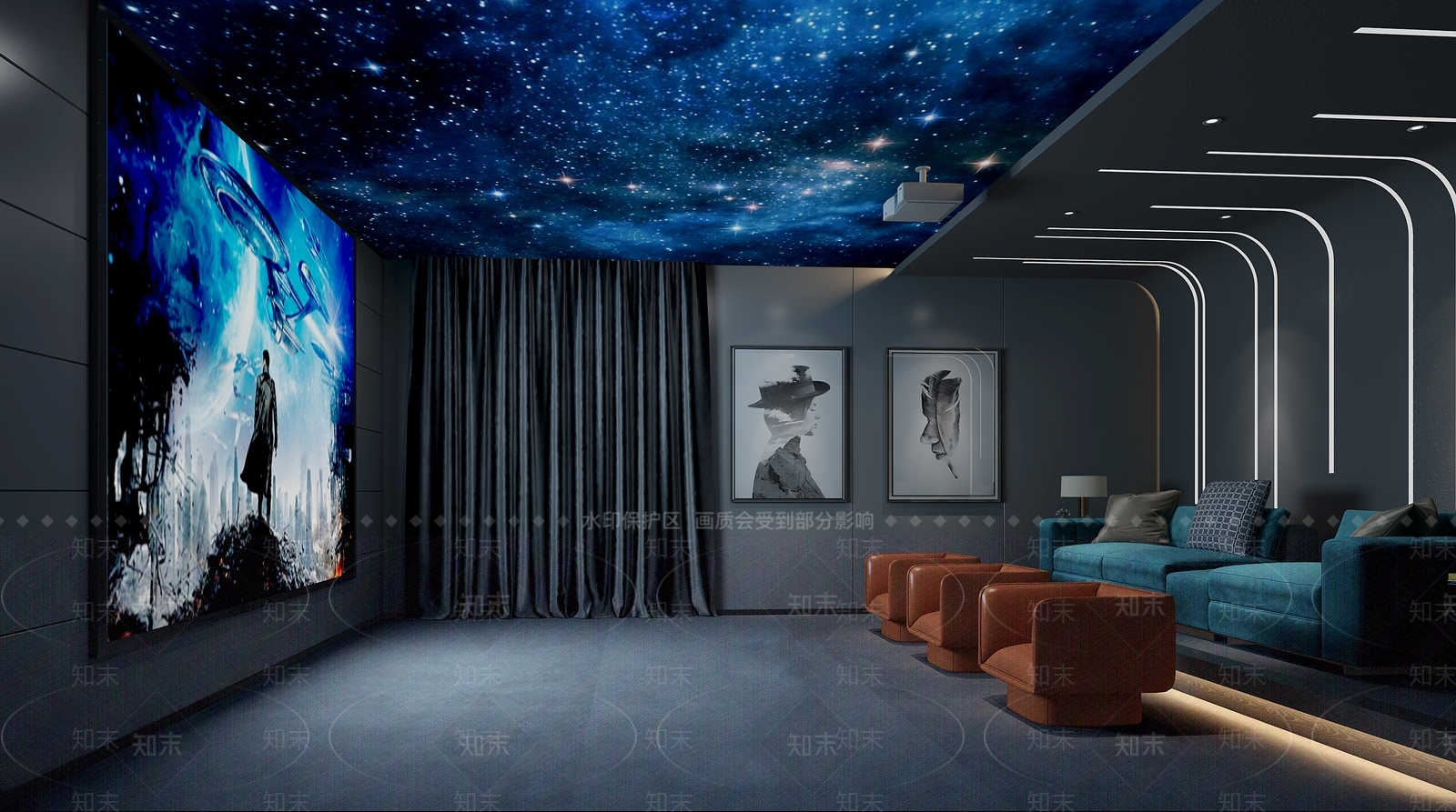 现代家居影音室3D模型下载【ID:1104034515】