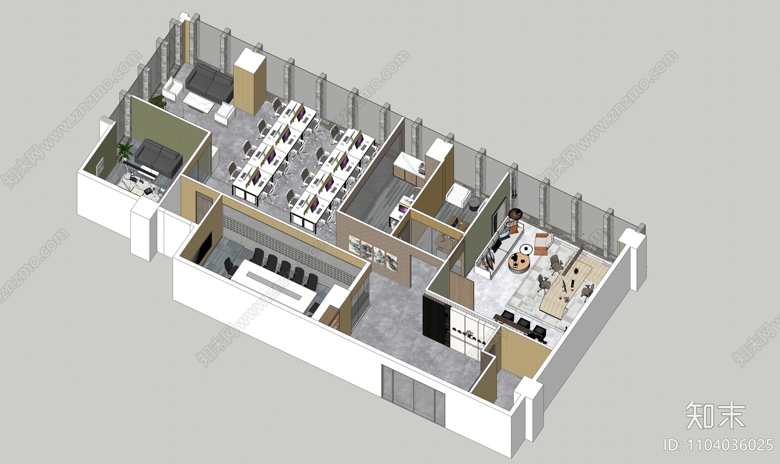 现代公共办公区SU模型下载【ID:1104036025】