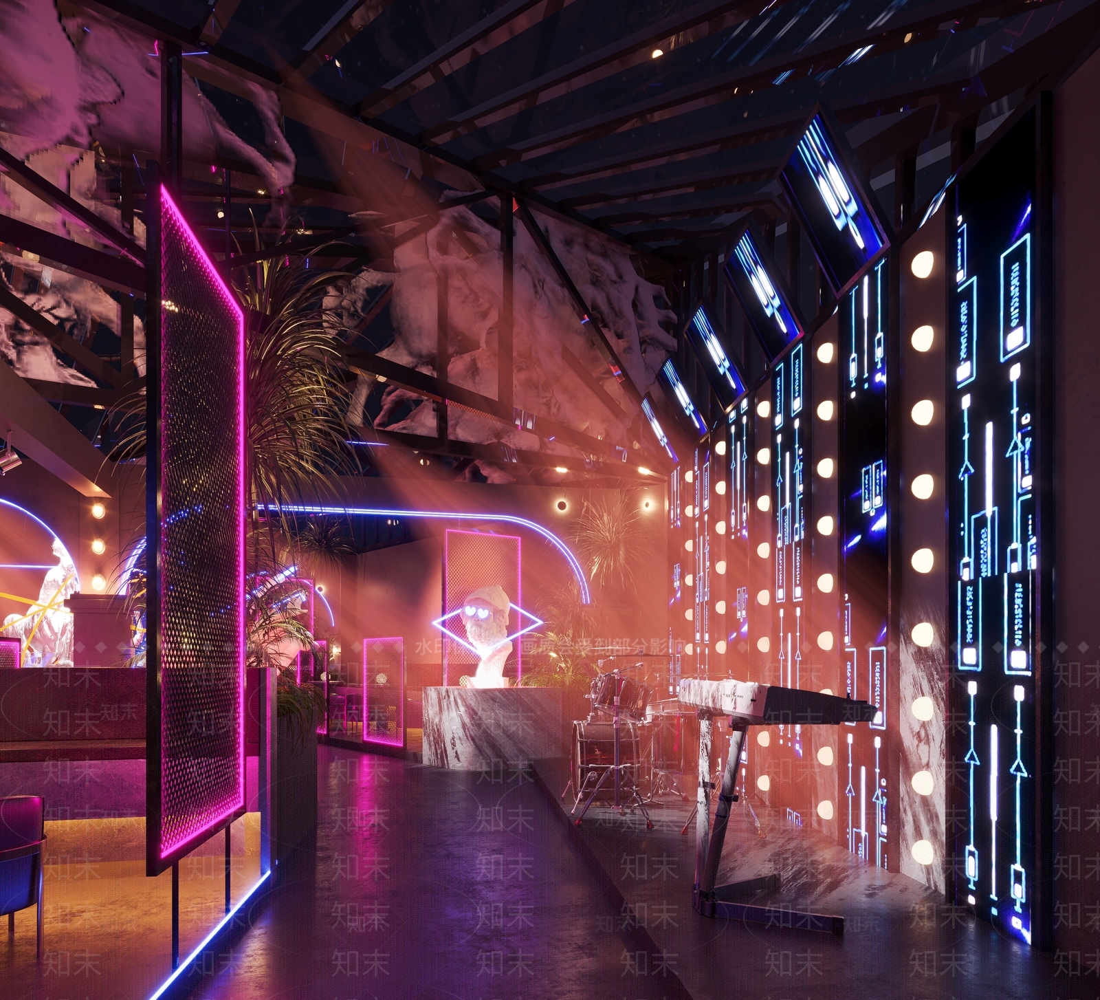 工业风酒吧3d模型下载【id:1104052449】_知末3d模型网