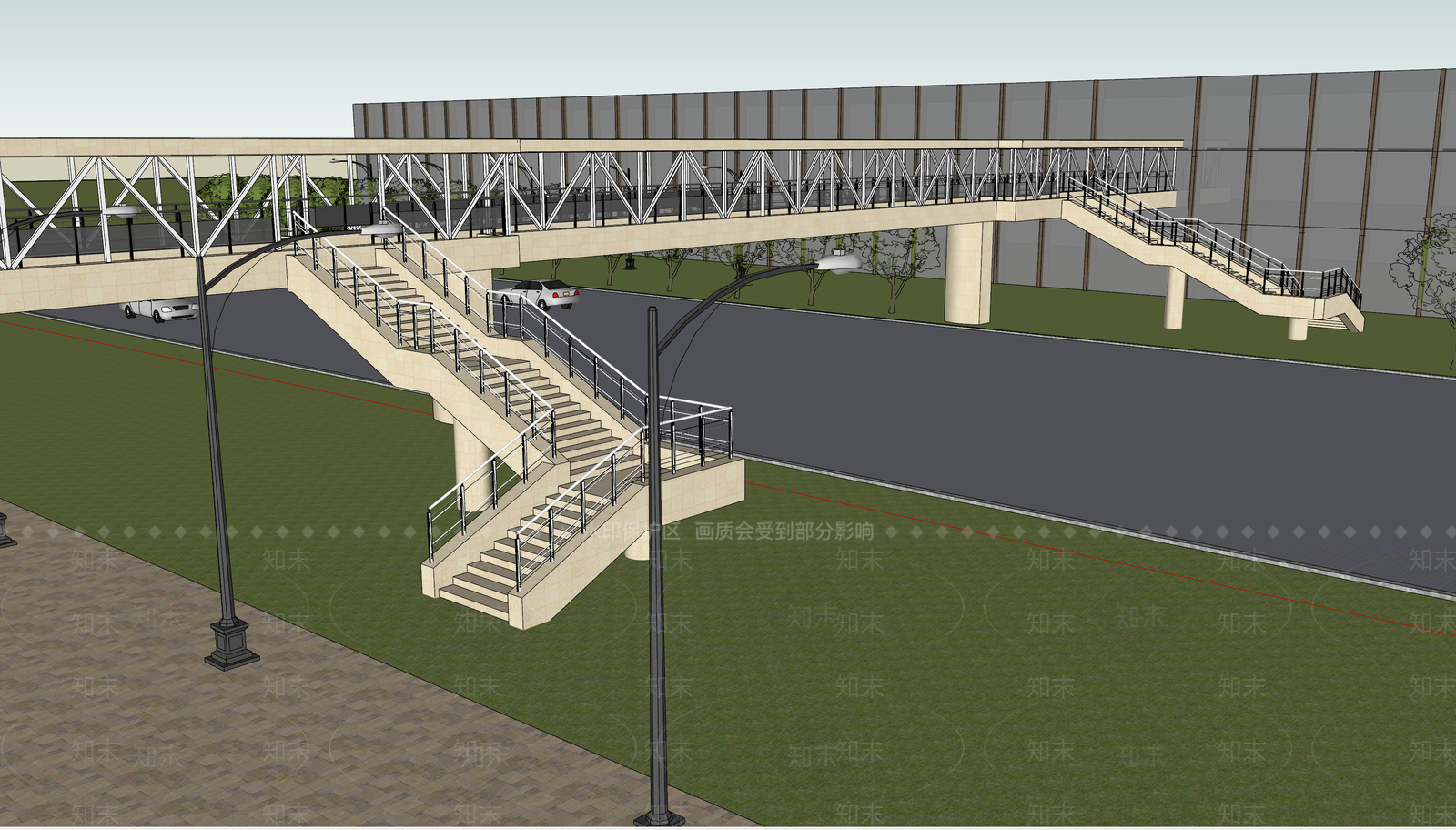 现代过街天桥SU模型下载【ID:1104094198】
