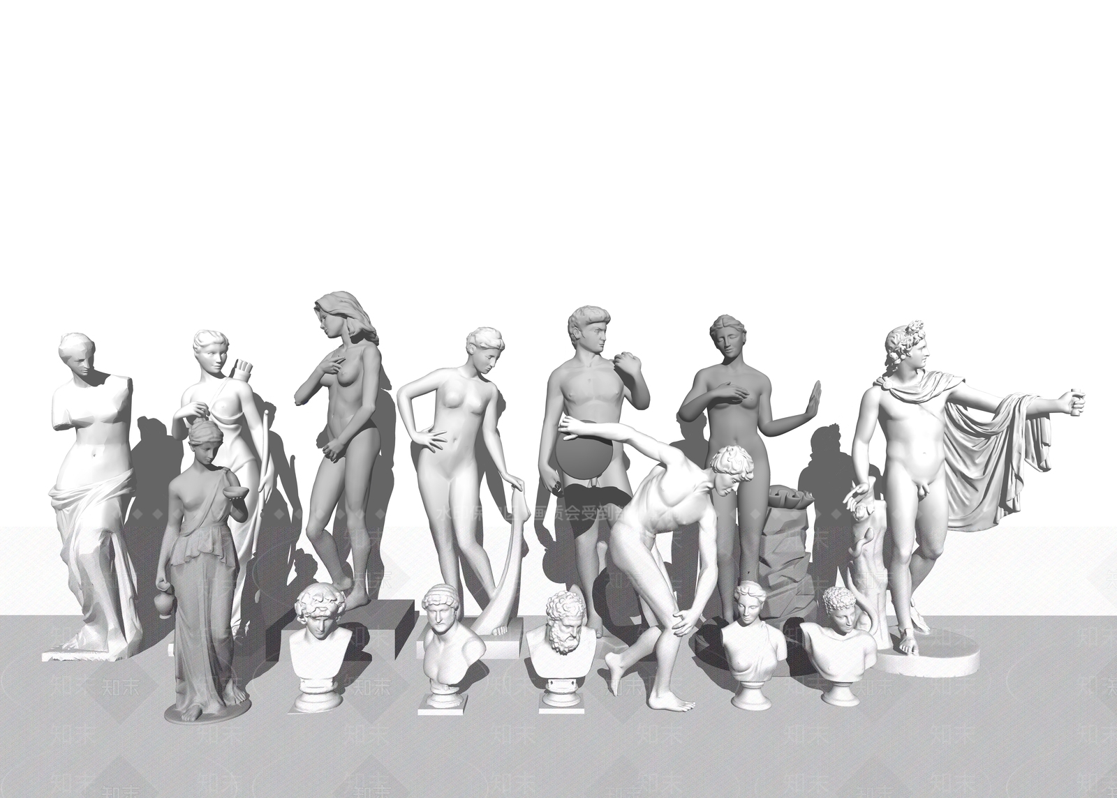 欧式人物雕塑SU模型下载【ID:1104096946】