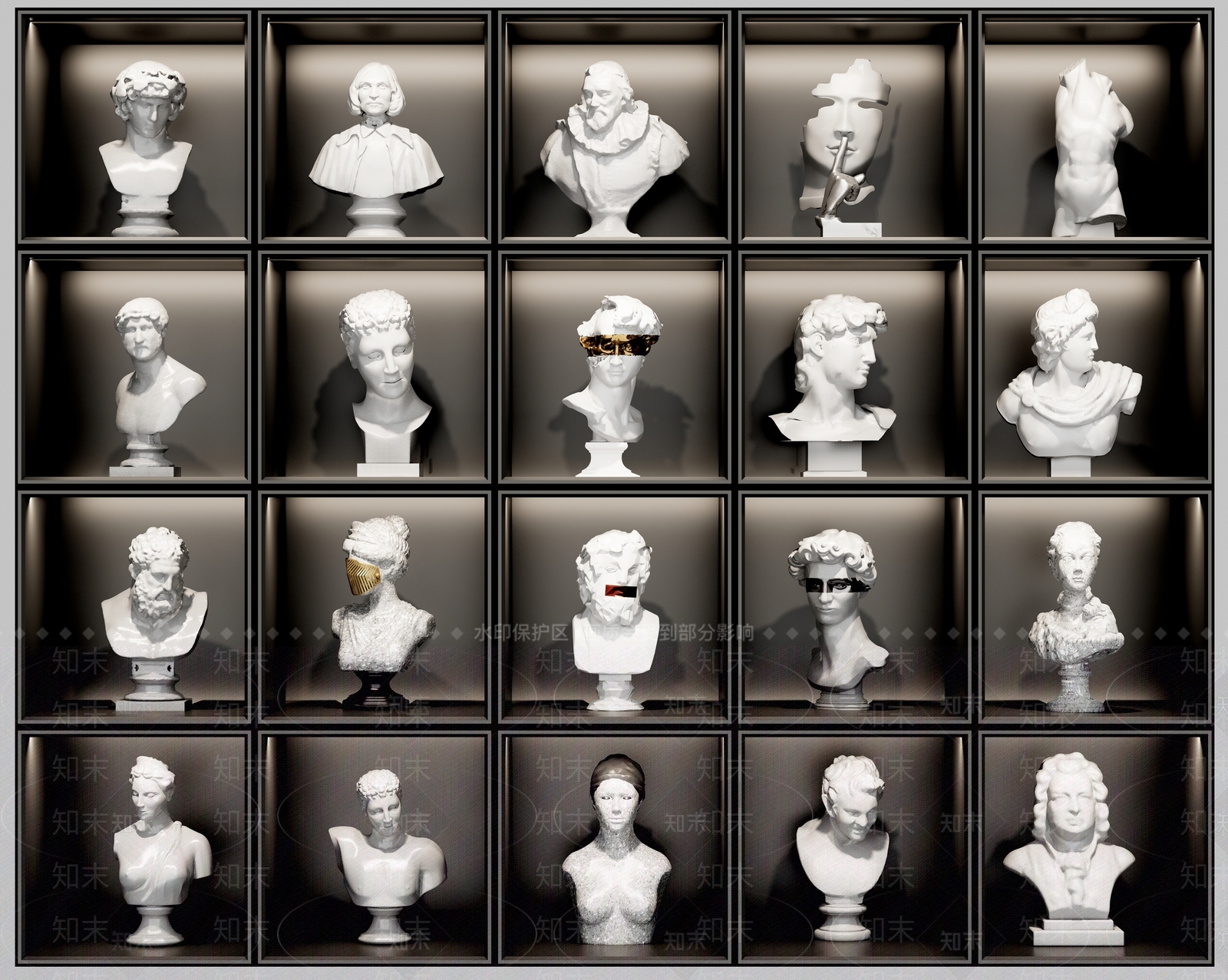 欧式石膏雕塑SU模型下载【ID:1104097127】