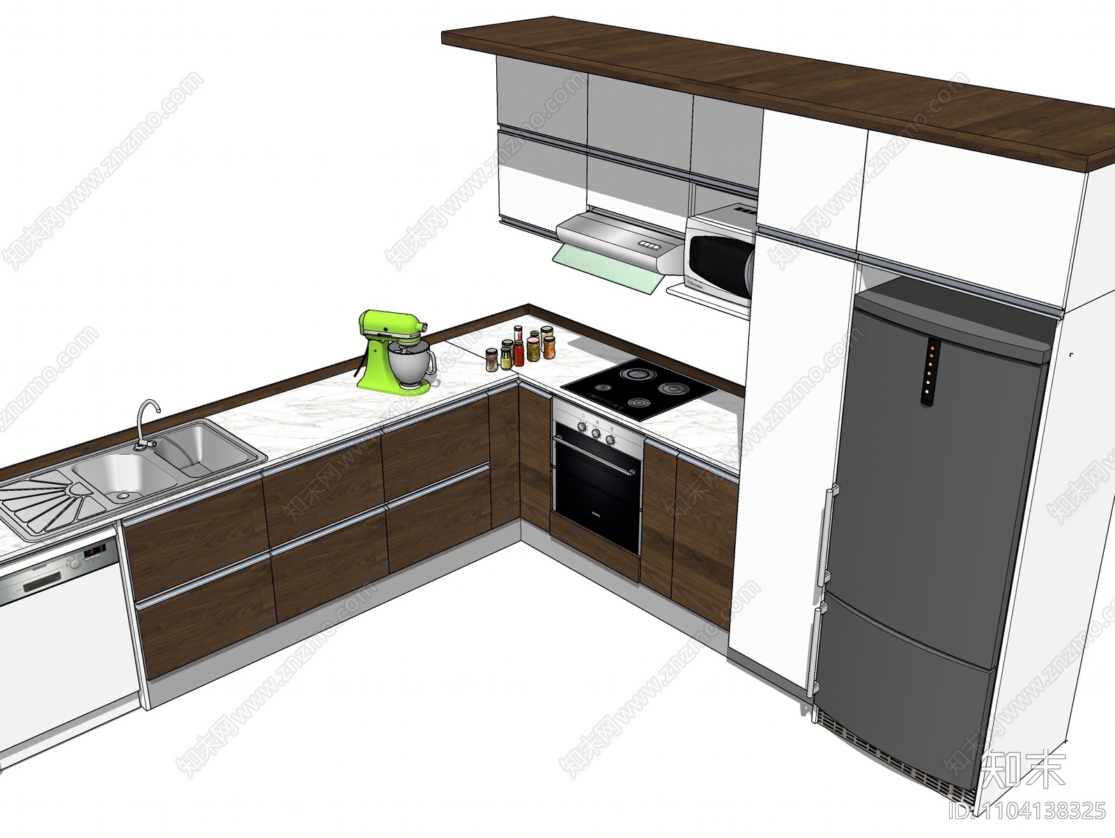 现代厨房台面SU模型下载【ID:1104138325】