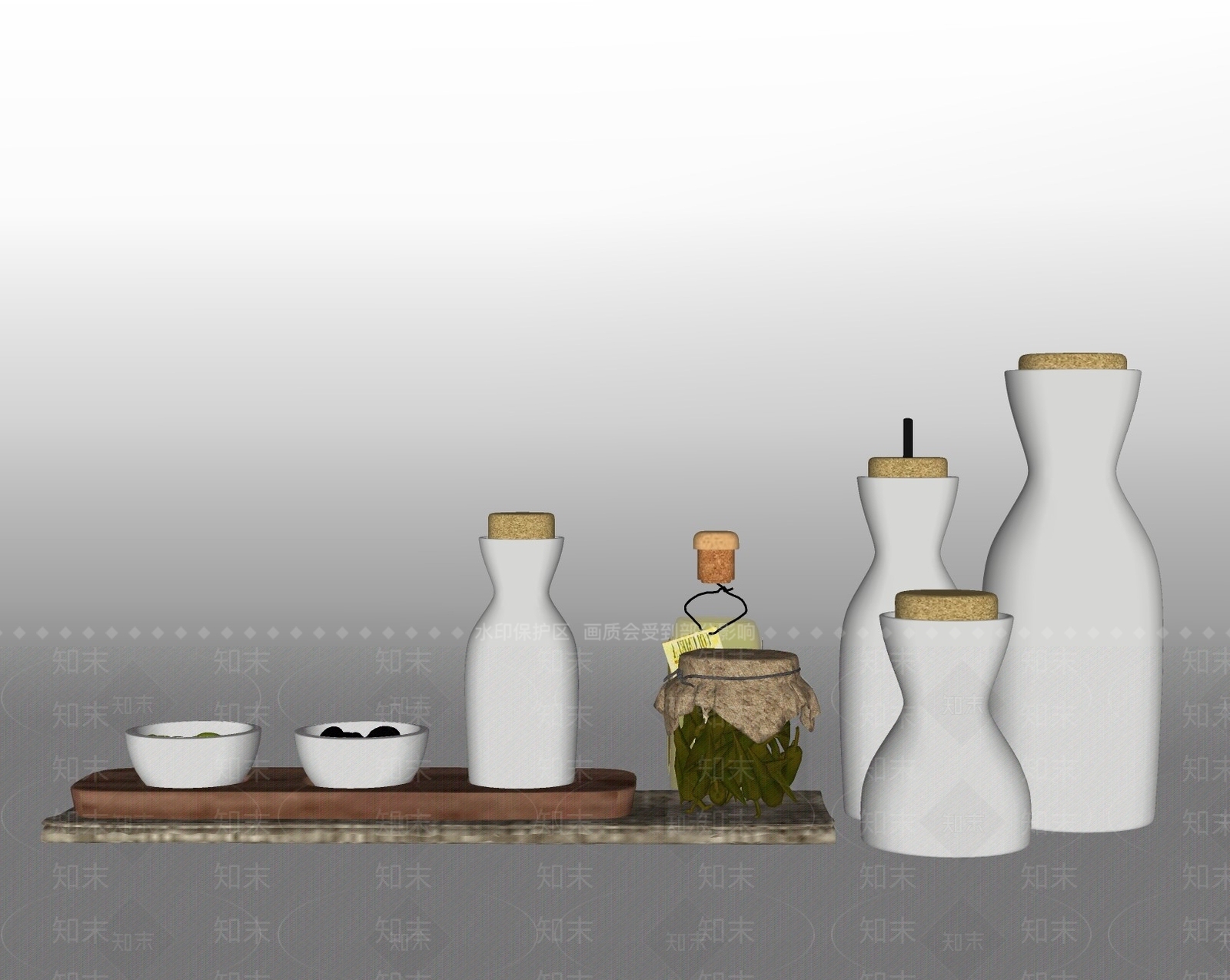 现代调味品组合SU模型下载【ID:1104111492】