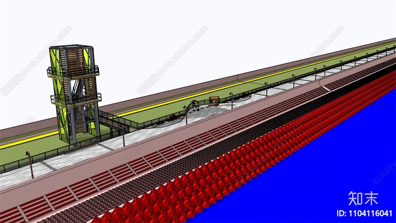 现代滨水景观SU模型下载【ID:1104116041】