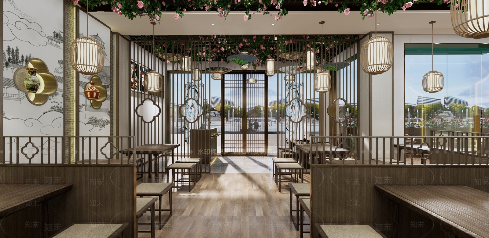 新中式中餐厅SU模型下载【ID:1104310081】