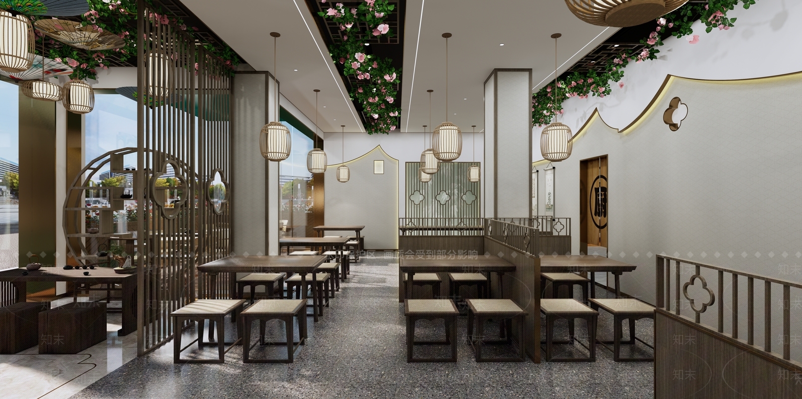 新中式中餐厅SU模型下载【ID:1104310081】