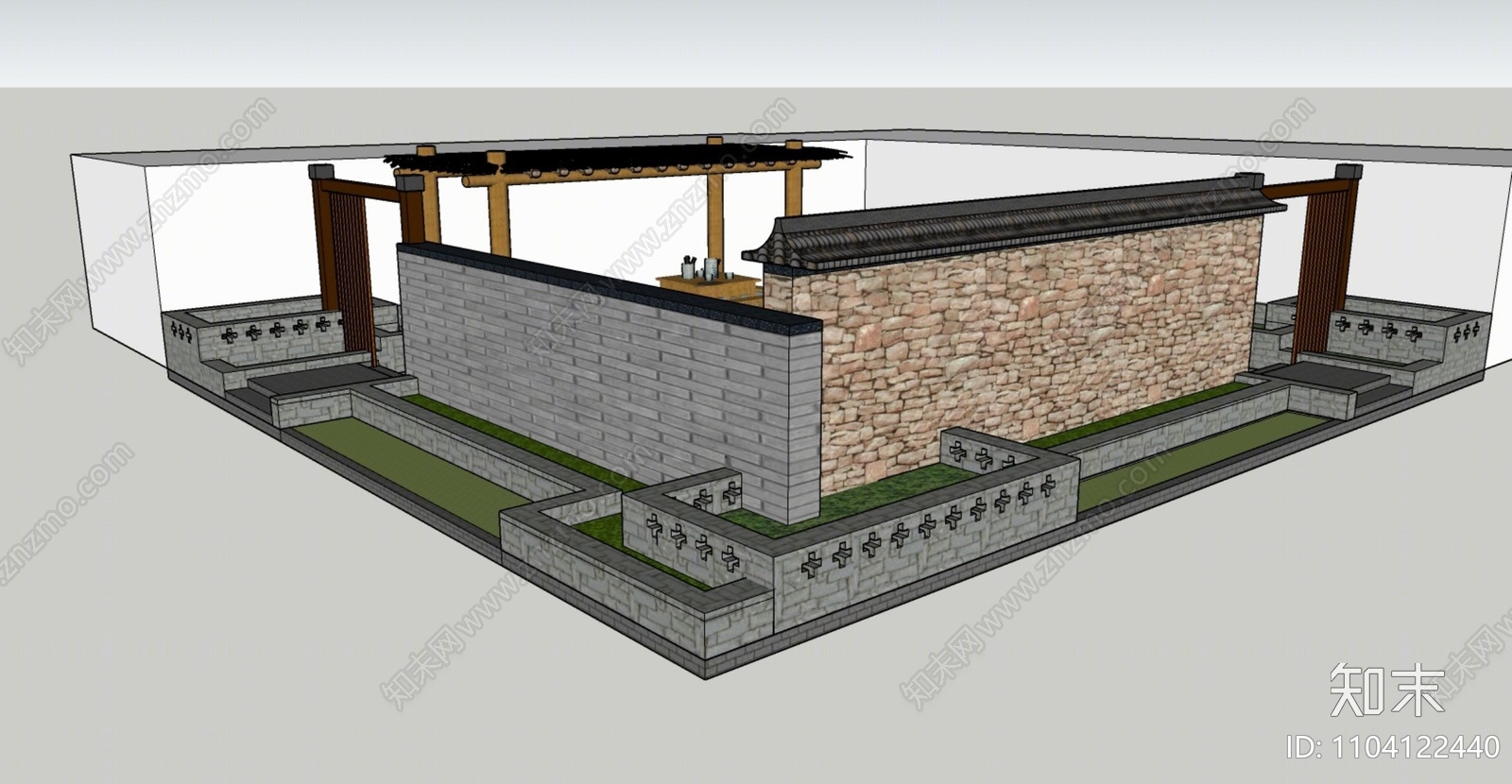 中式乡村庭院SU模型下载【ID:1104122440】