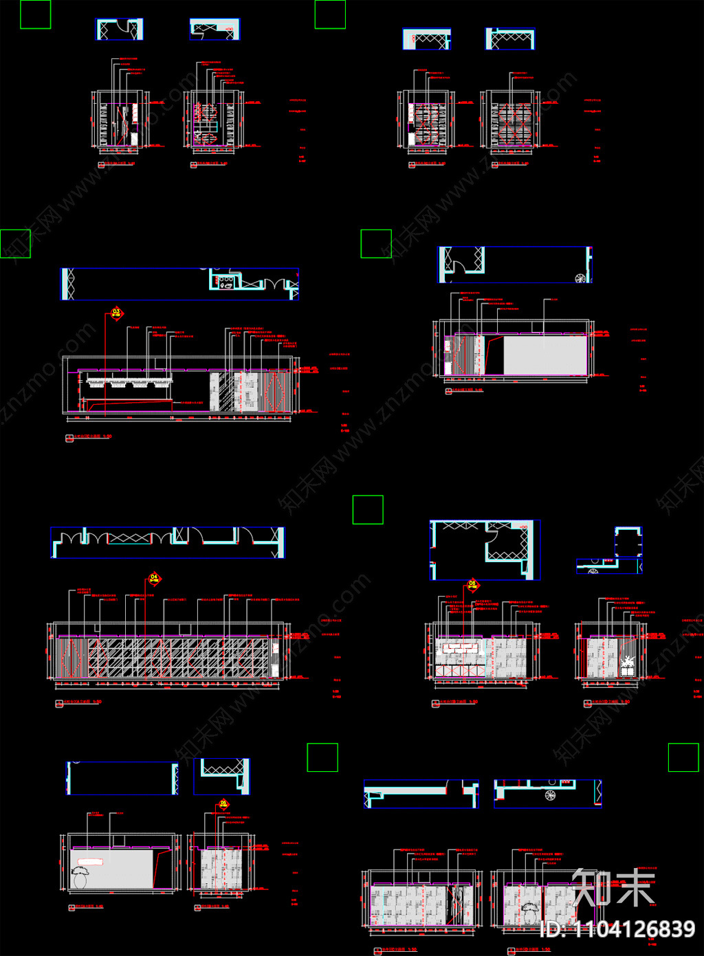 全套新中式办空间CADcad施工图下载【ID:1104126839】