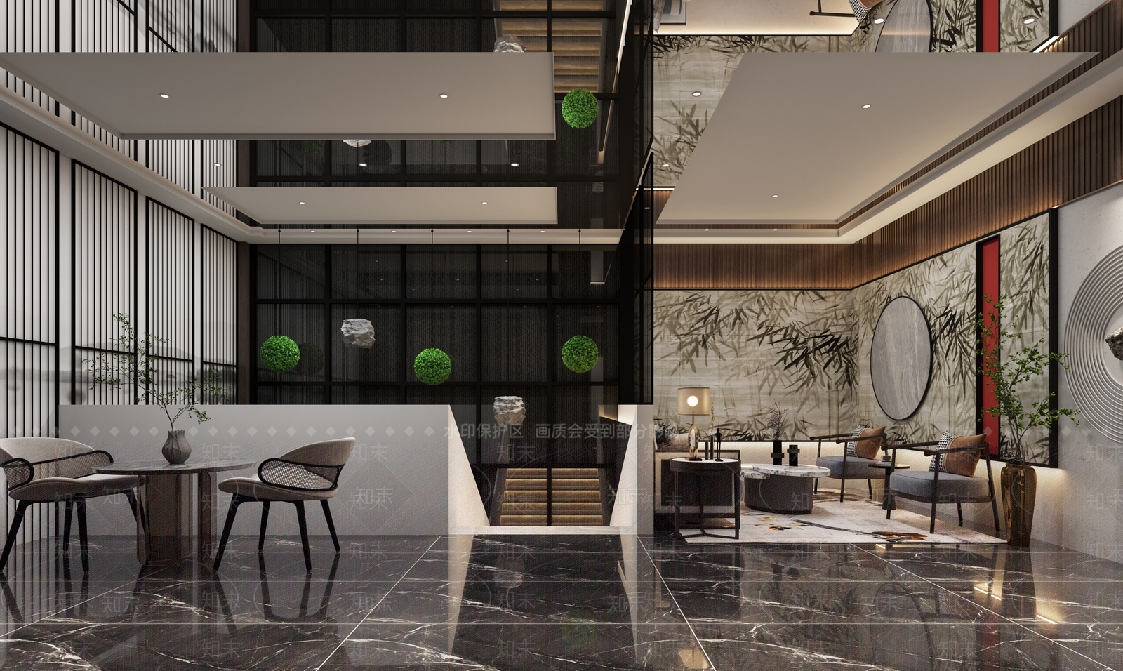 新中式足浴会所休息区3D模型下载【ID:1104138227】