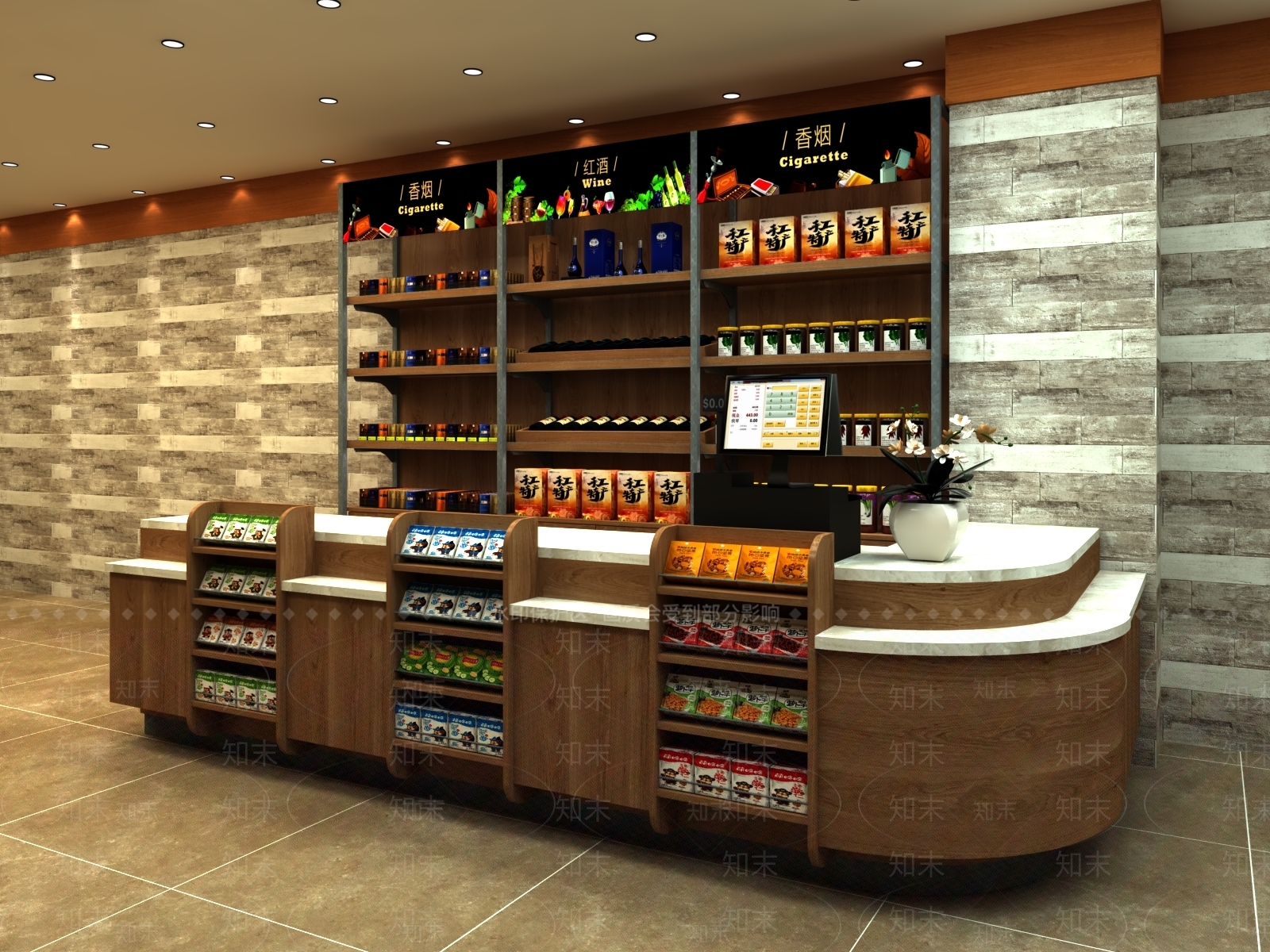 现代烟酒专卖店SU模型下载【ID:1104143720】