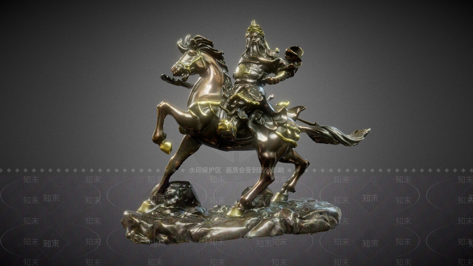 现代关羽雕塑3D模型下载【ID:1104151810】