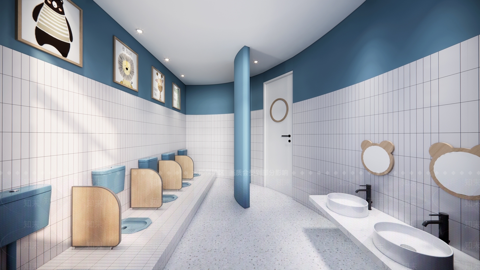 现代儿童幼儿园卫生间SU模型下载【ID:1104161219】