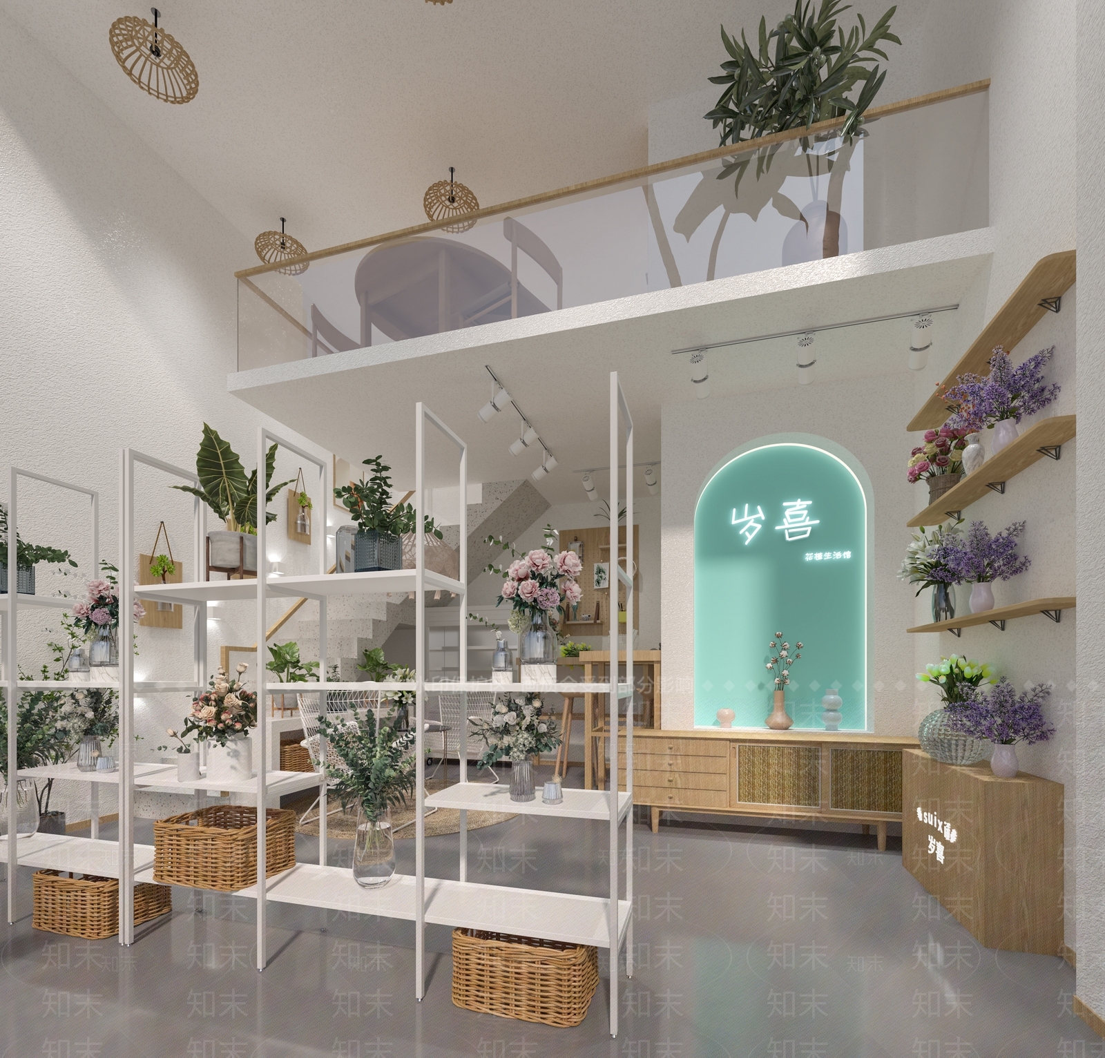 现代极简花店3D模型下载【ID:1104163294】