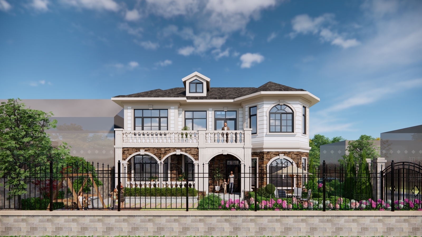 欧式乡村小别墅SU模型下载【ID:1104166034】