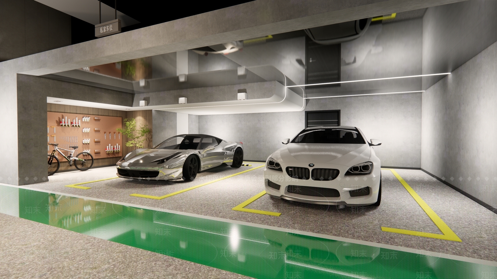 现代别墅地下停车场SU模型下载【ID:1104253448】