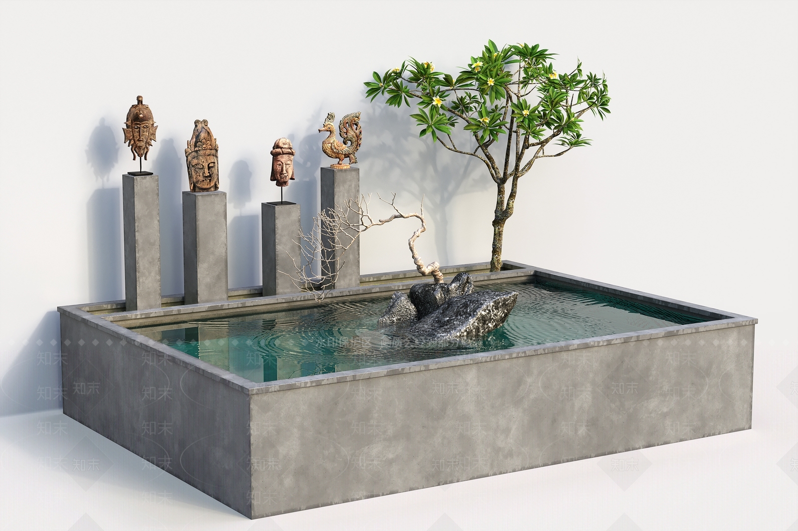 中式假山水景3D模型下载【ID:1104184897】