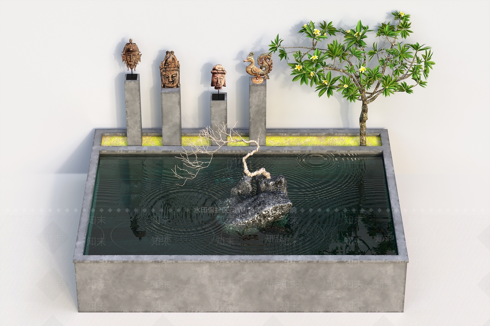 中式假山水景3D模型下载【ID:1104184897】
