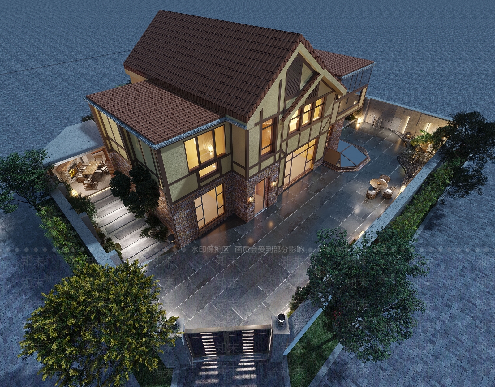 现代独栋别墅3D模型下载【ID:1104186493】