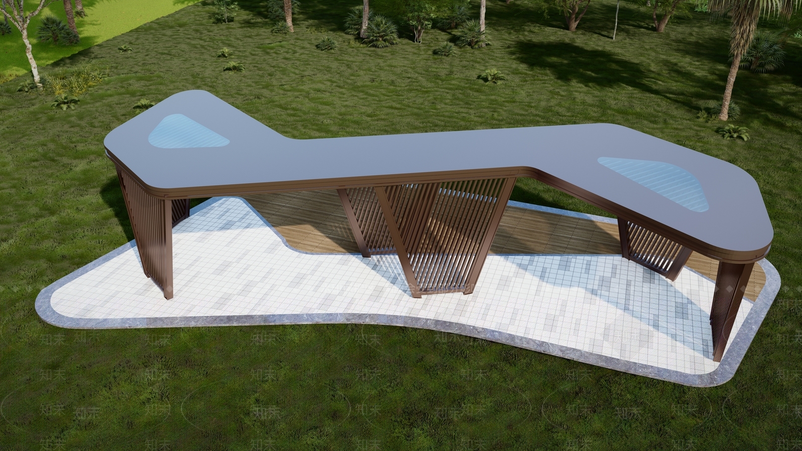 现代风格亭子SU模型下载【ID:1104197938】