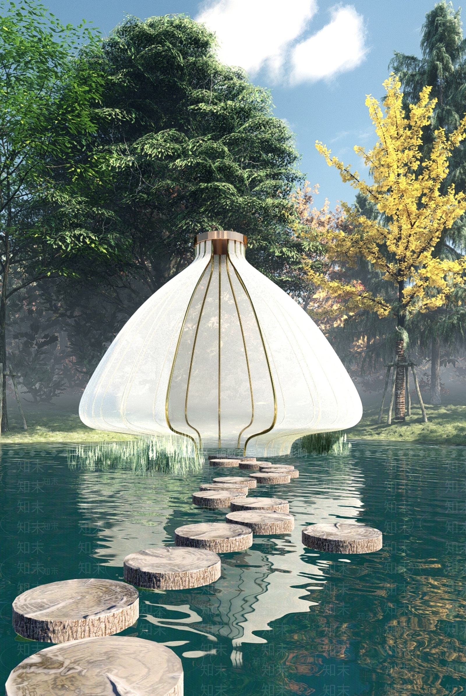 现代滨水景观小品SU模型下载【ID:1104201740】