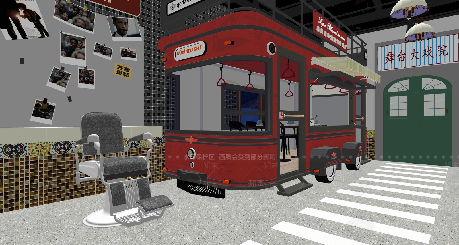 现代复古理发店SU模型下载【ID:1104203062】