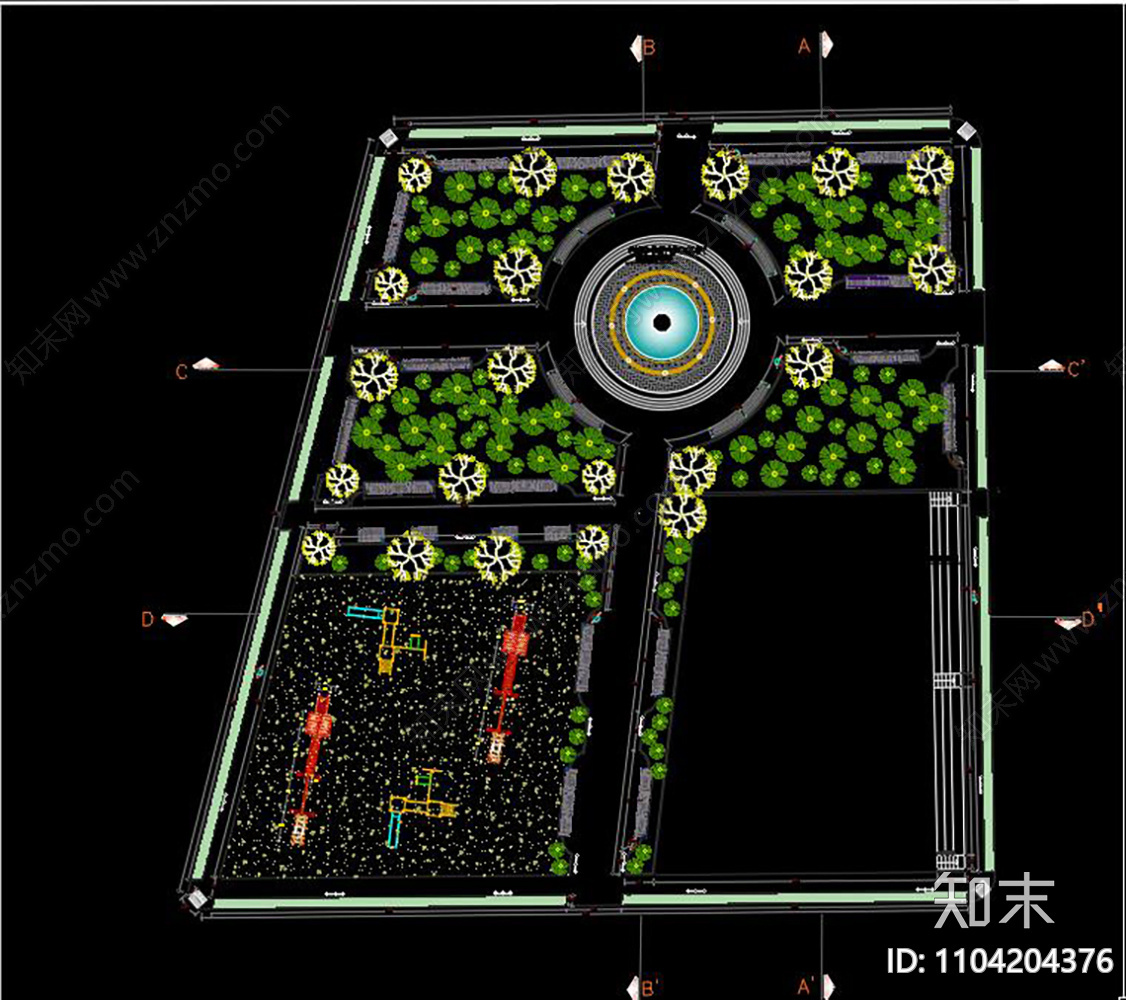 公园景观规划CADcad施工图下载【ID:1104204376】