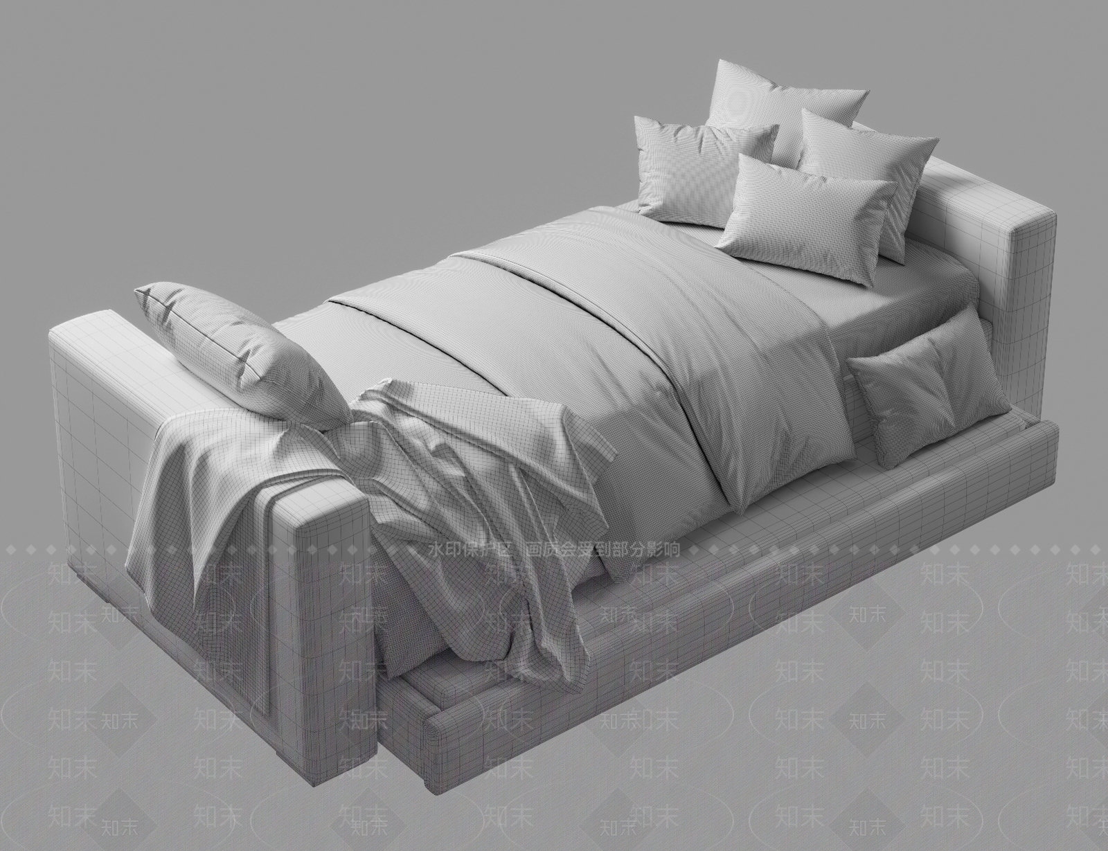 现代单人床3D模型下载【ID:1104209293】