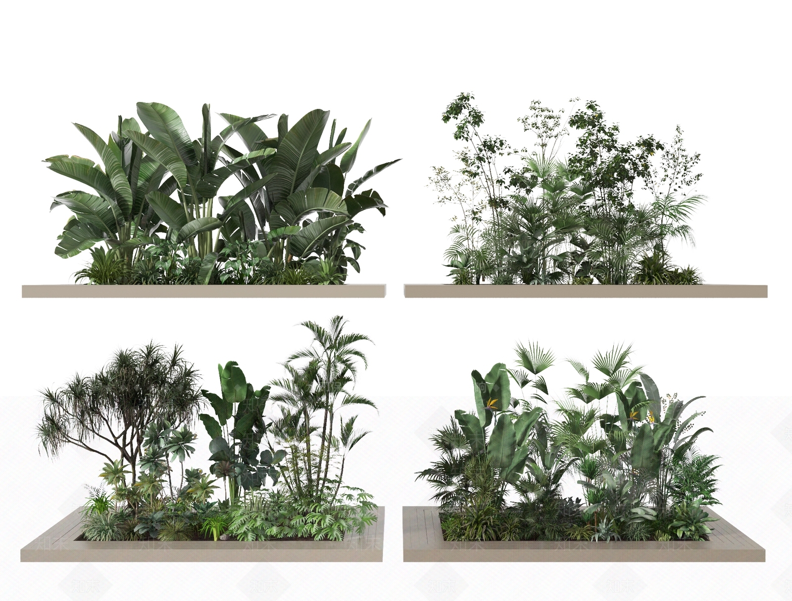 现代植物堆3D模型下载【ID:1104211402】