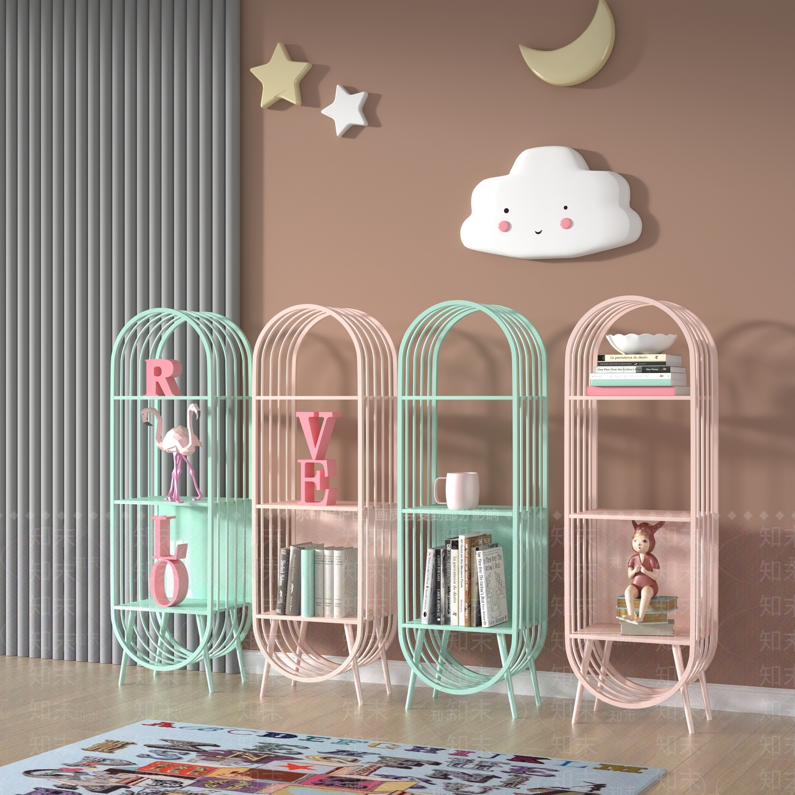 北欧儿童铁艺装饰架3D模型下载【ID:1104213096】