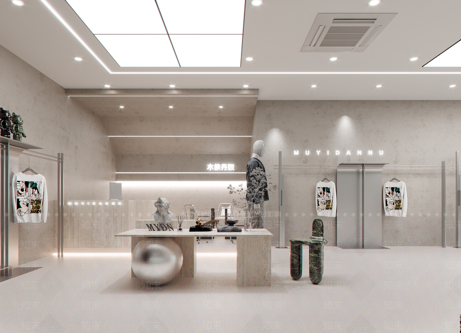 侘寂风男装服装店3D模型下载【ID:1104219257】_知末3d模型网
