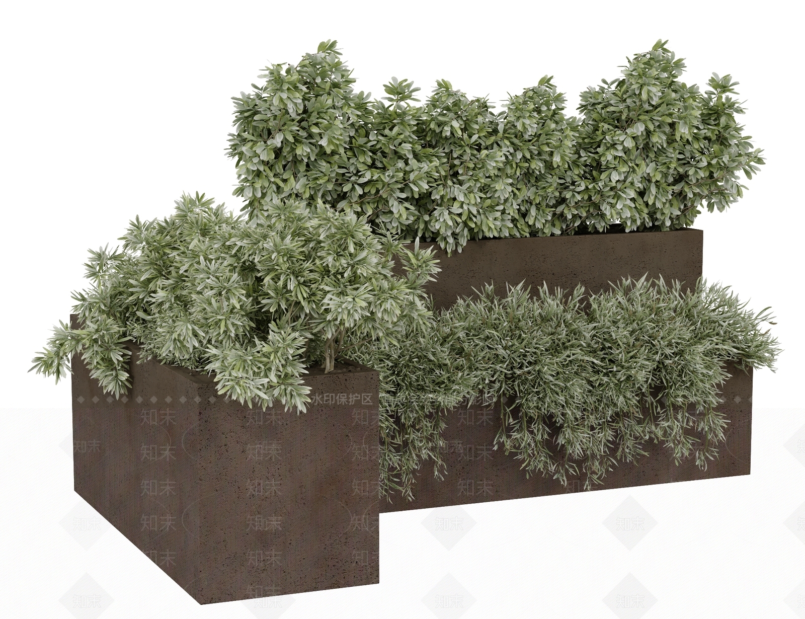 现代绿植花坛3D模型下载【ID:1104222077】
