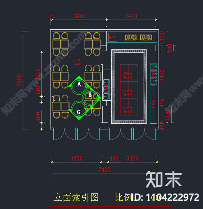 快餐店cad施工图下载【ID:1104222972】