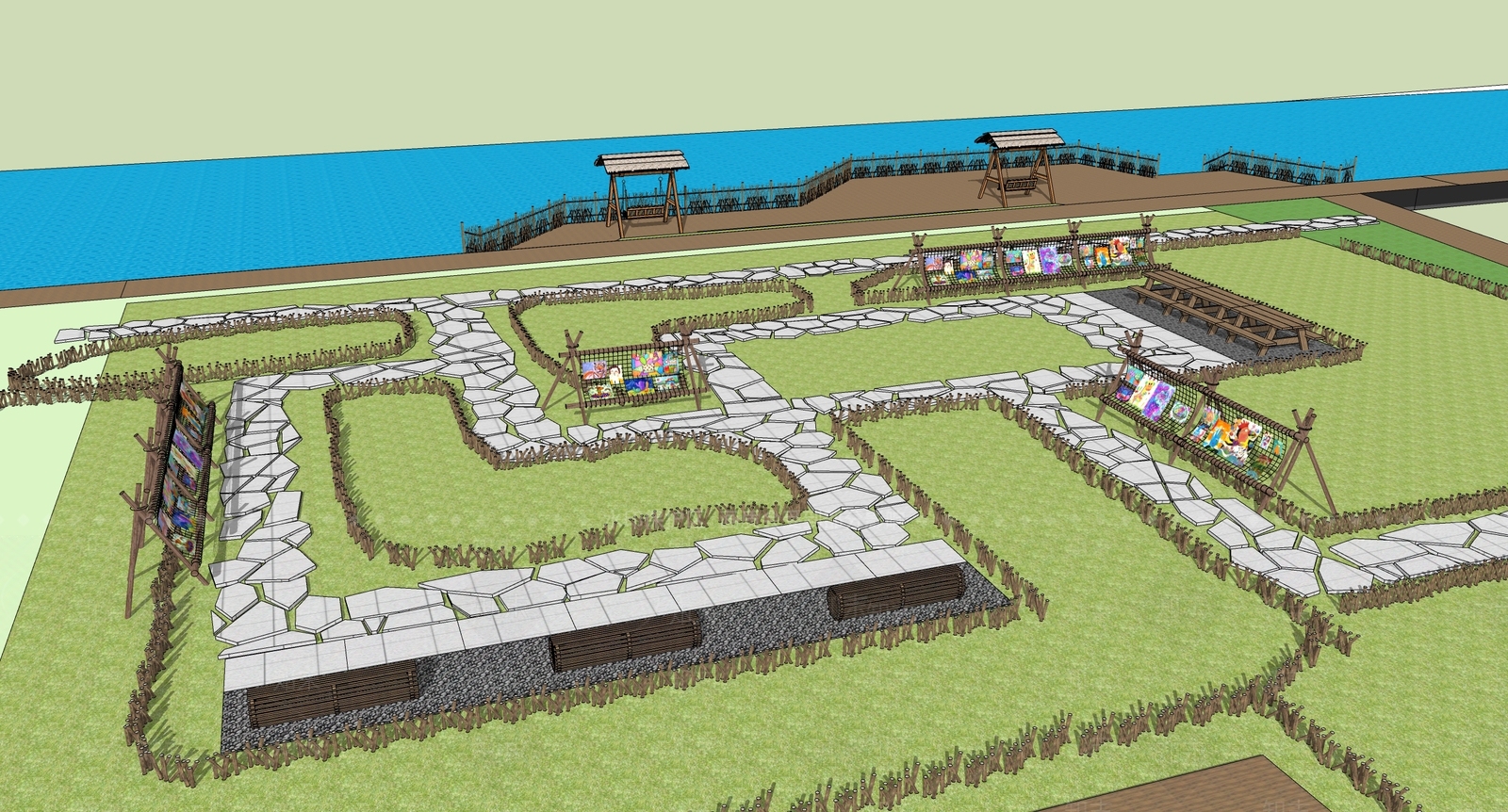 现代乡村庭院SU模型下载【ID:1104223829】