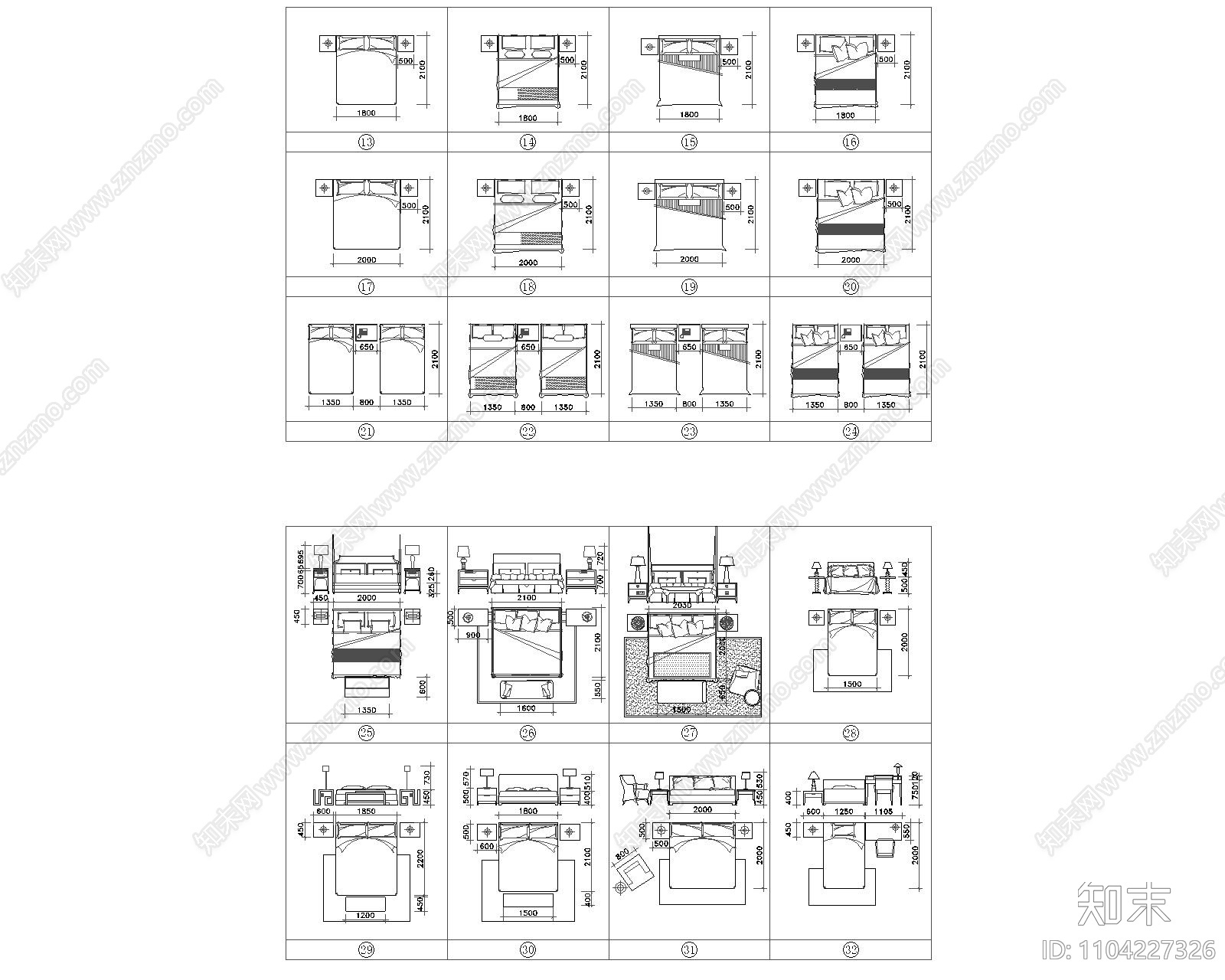 现代简约医院室内家具图块整理施工图下载【ID:1104227326】