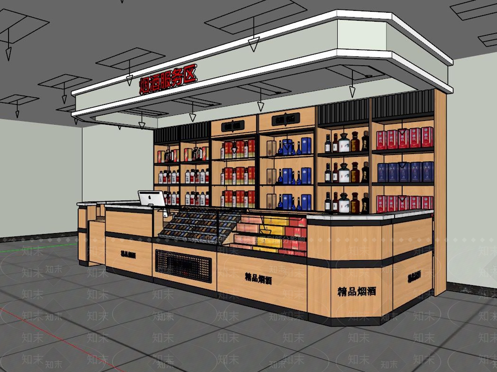 现代超市烟酒店SU模型下载【ID:1104233225】