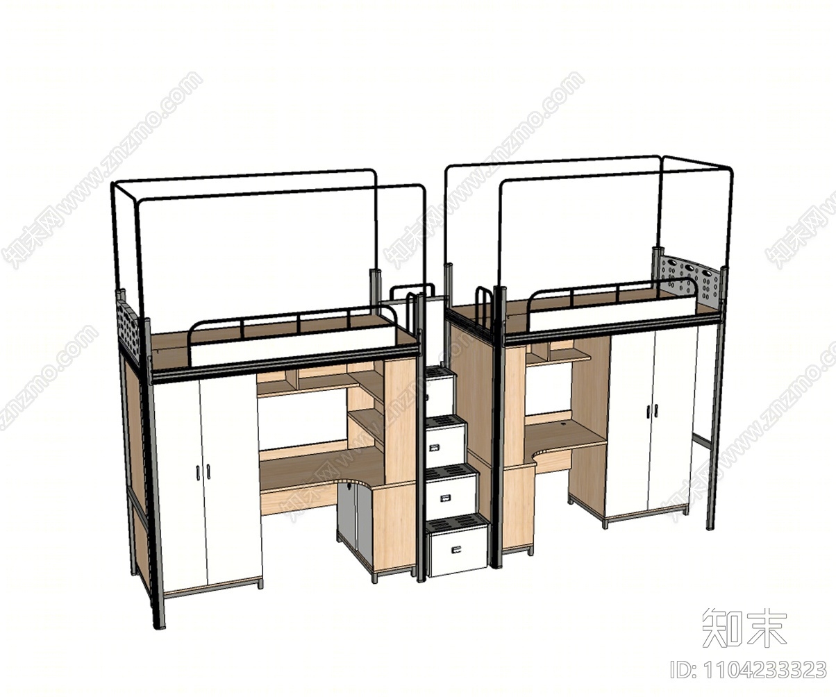 现代双层床SU模型下载【ID:1104233323】