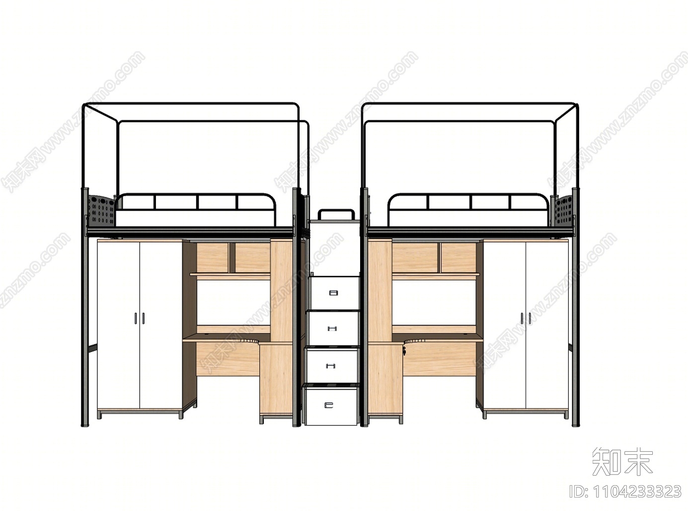 现代双层床SU模型下载【ID:1104233323】