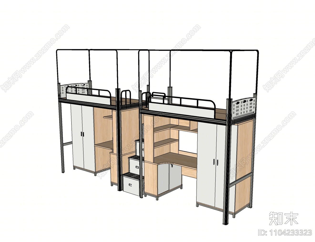 现代双层床SU模型下载【ID:1104233323】