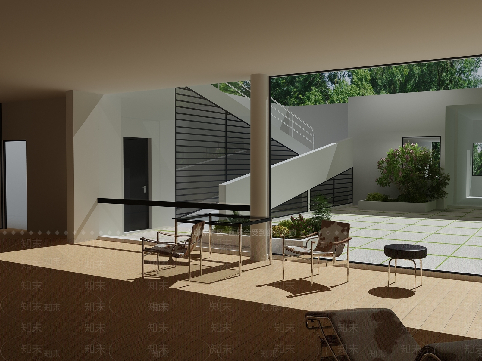 现代别墅庭院3D模型下载【ID:1104244019】_知末3d模型网