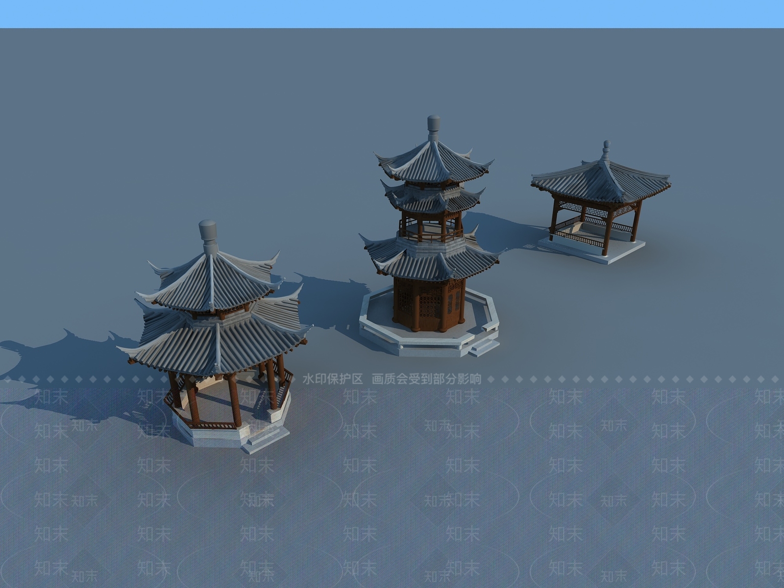 中式亭子3D模型下载【ID:1104240515】