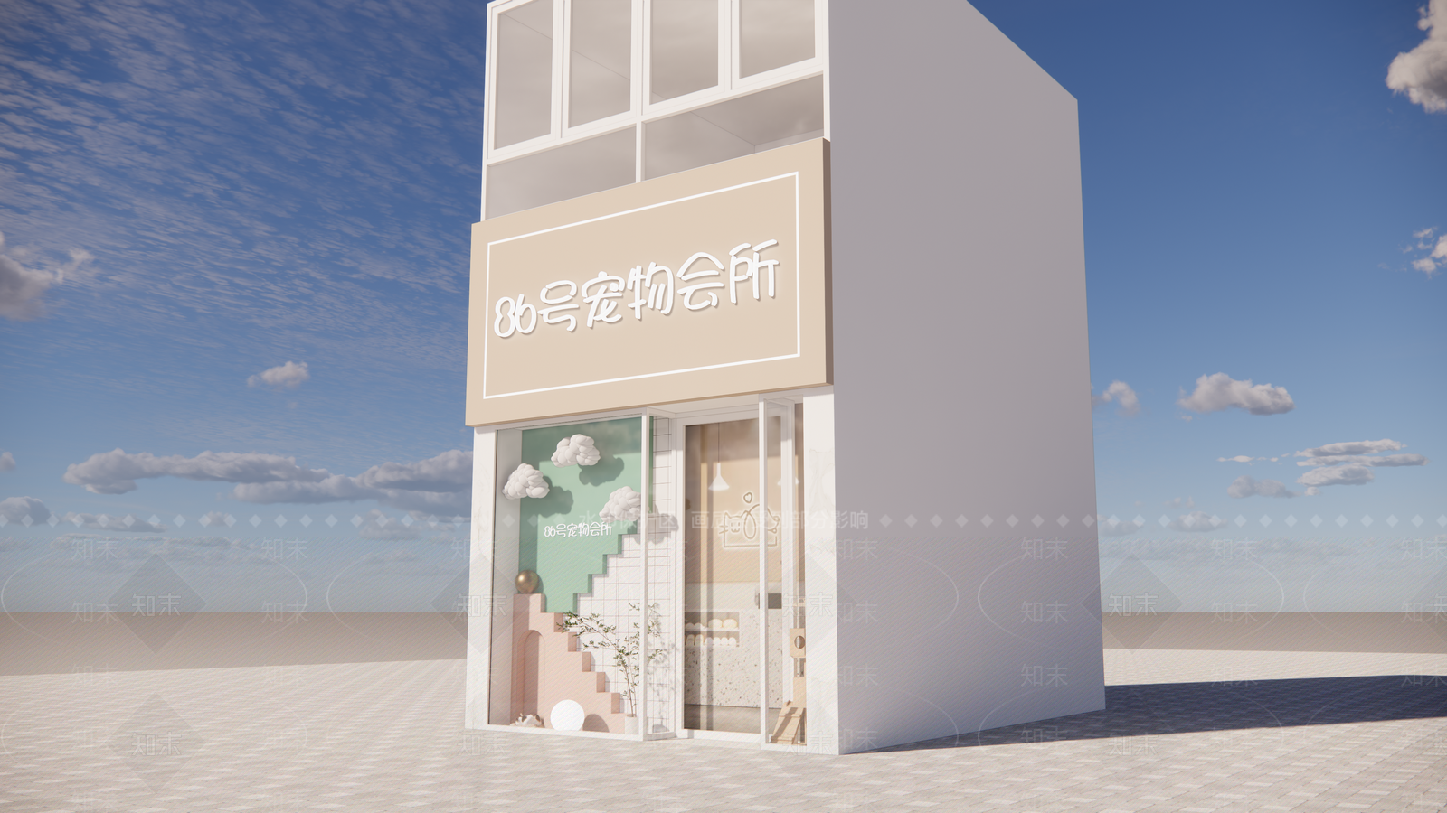 现代宠物店门头门面SU模型下载【ID:1104241438】
