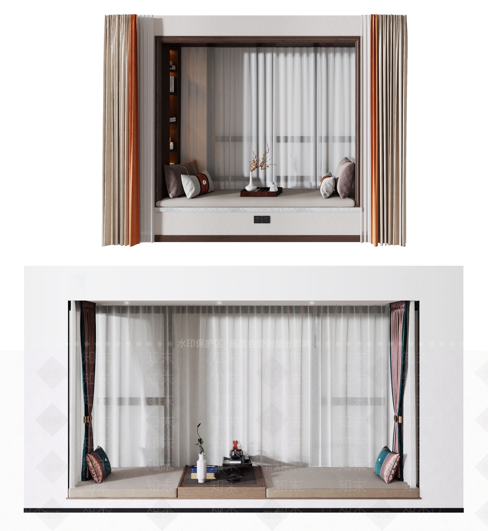 新中式飘窗3D模型下载【ID:1104243076】
