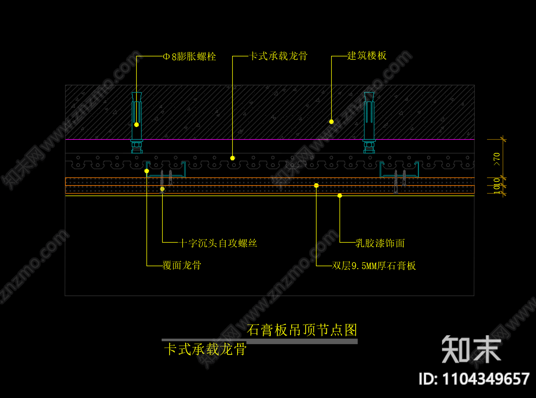 石膏板吊顶节点图施工图下载