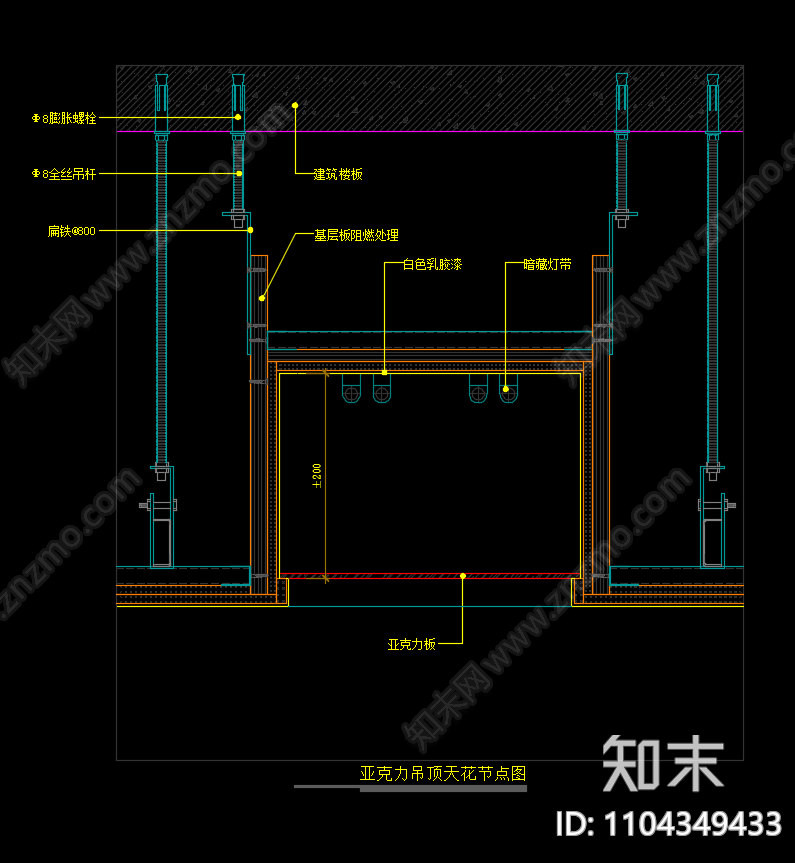 亚克力吊顶天花节点图施工图下载【ID:1104349433】