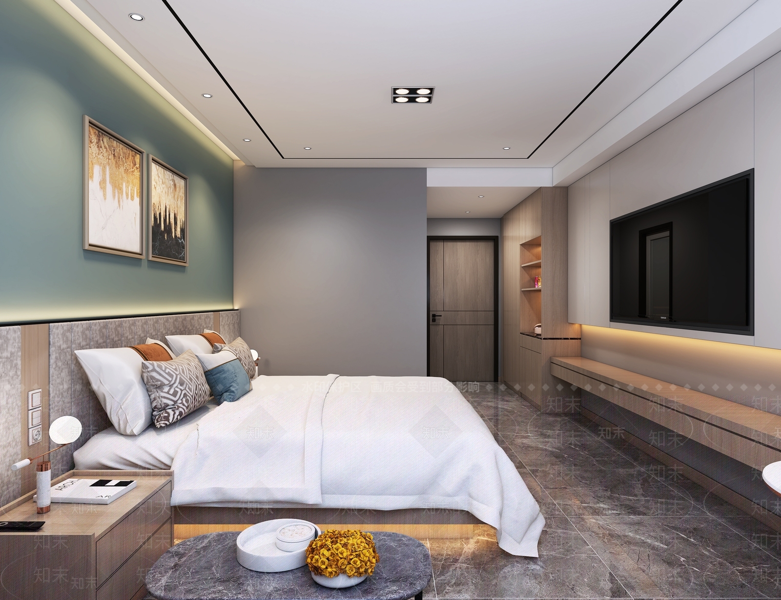 现代酒店客房3D模型下载【ID:1104264963】_知末3d模型网