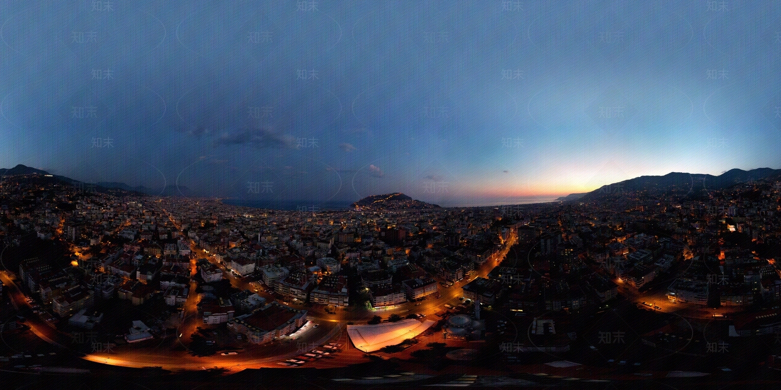 HDR海岸宜居小镇夜景贴图下载【ID:1104266126】