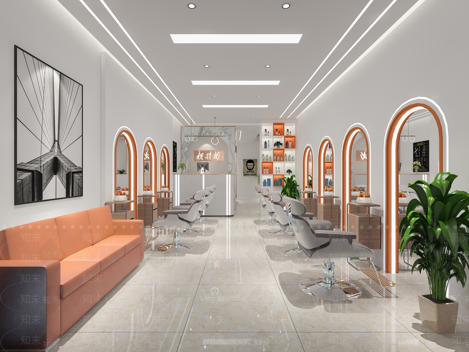 现代美发店3D模型下载【ID:1104281103】